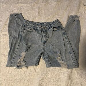 Distressed Blue Jeans